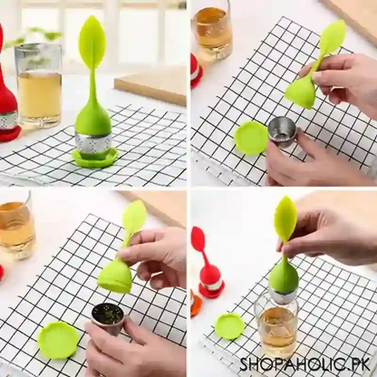 Silicone Leaf Tea Infuser with Drip Tray